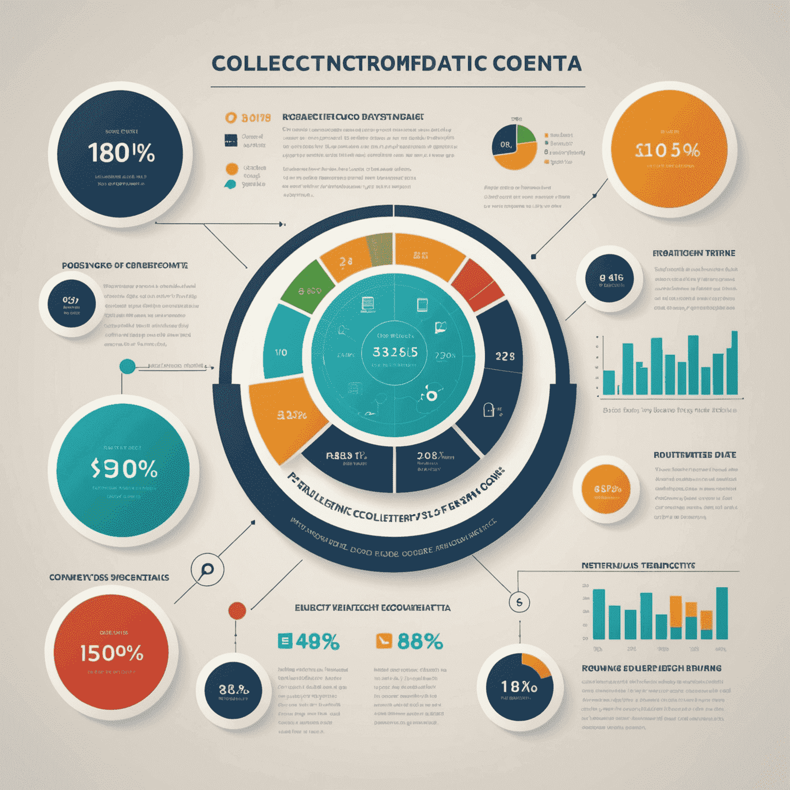 Animated infographic showing types of collected data: personal info, transaction data, usage data, and device info