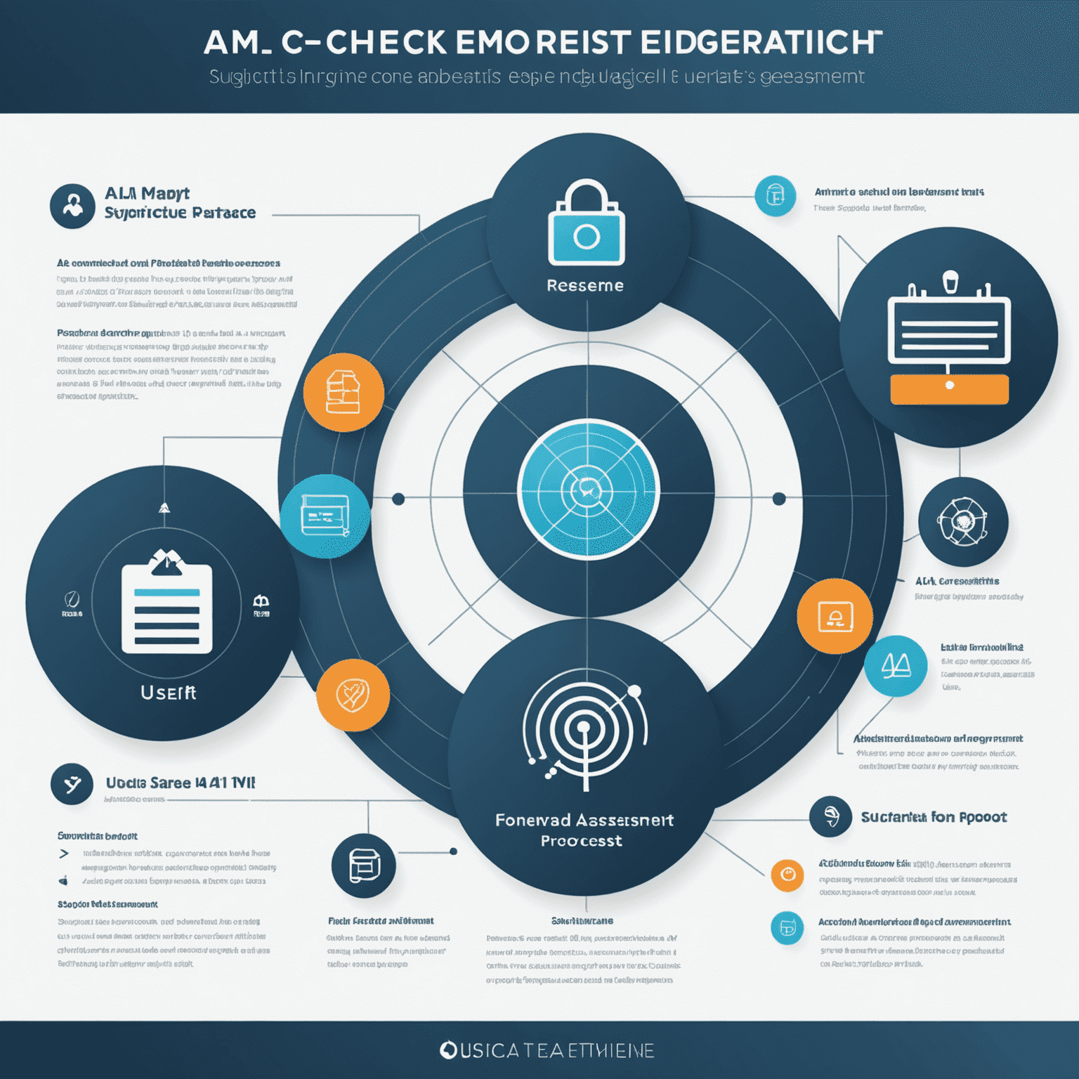 Animated infographic showing the AML check process: 1. User submits email files, 2. System scans for suspicious patterns, 3. AI analyzes content, 4. Risk assessment generated, 5. User receives detailed report