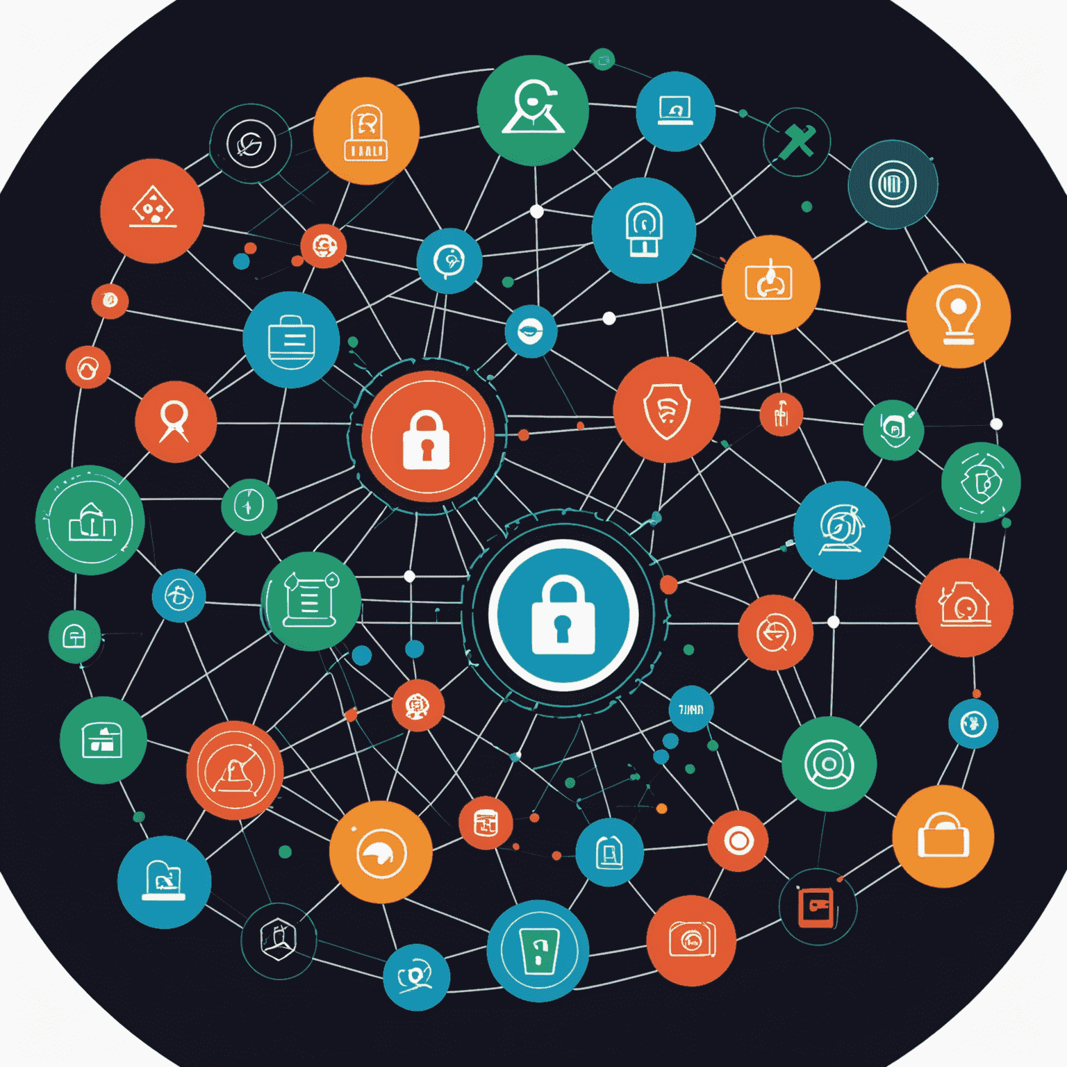 A dynamic illustration showcasing various risks in tech innovation. The image features abstract representations of cybersecurity threats, regulatory hurdles, and market challenges. Each risk is depicted with bold, contrasting colors and connected by glowing lines to represent their interconnected nature.