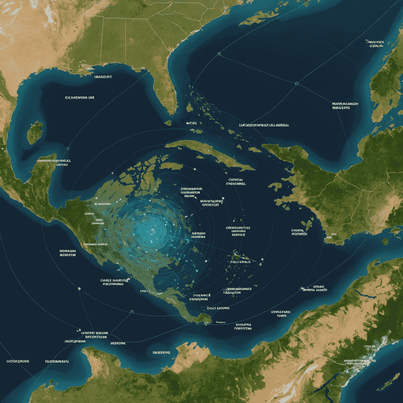 Animated visualization of AI processing climate data and predicting potential environmental risks