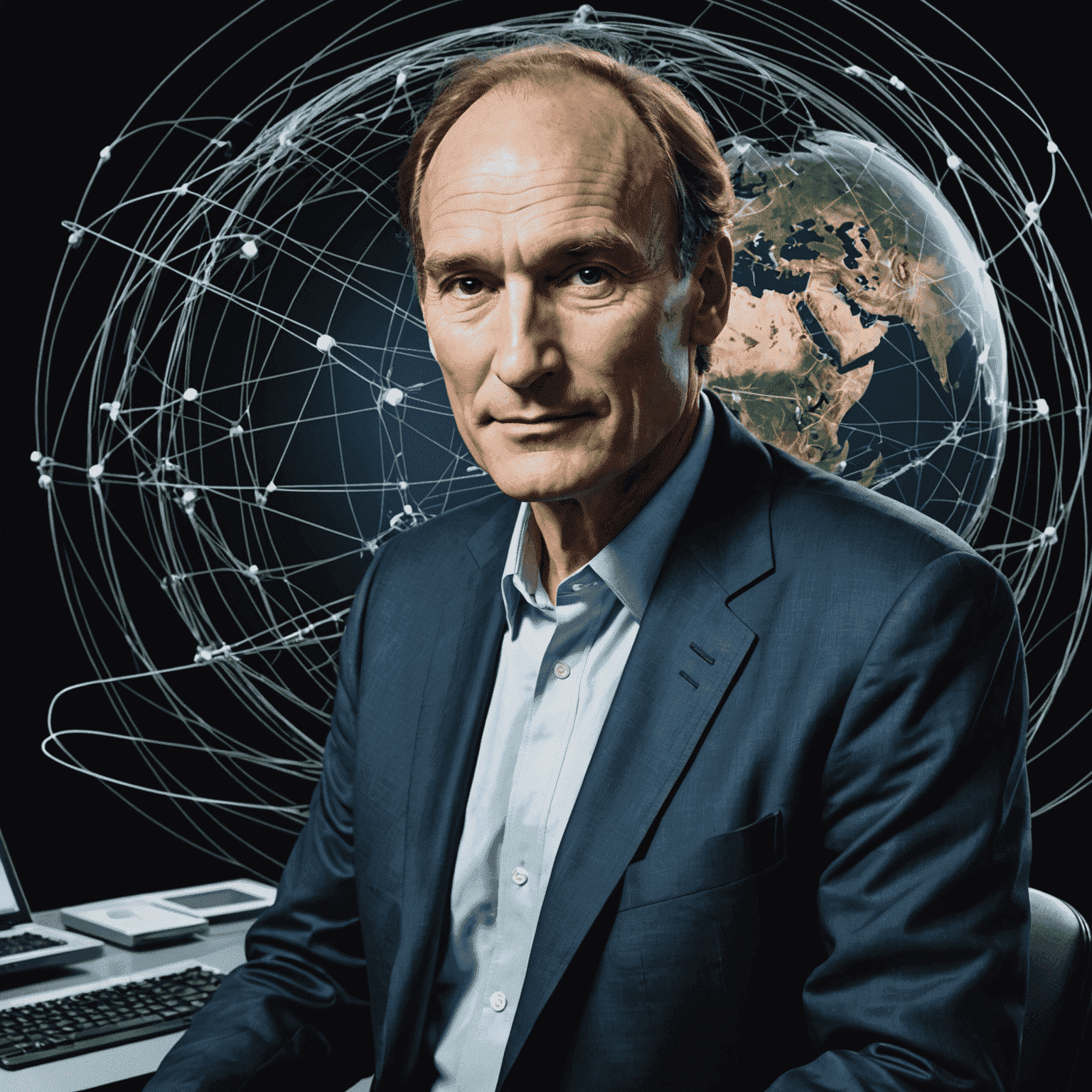 Tim Berners-Lee inventing the World Wide Web, transforming information sharing